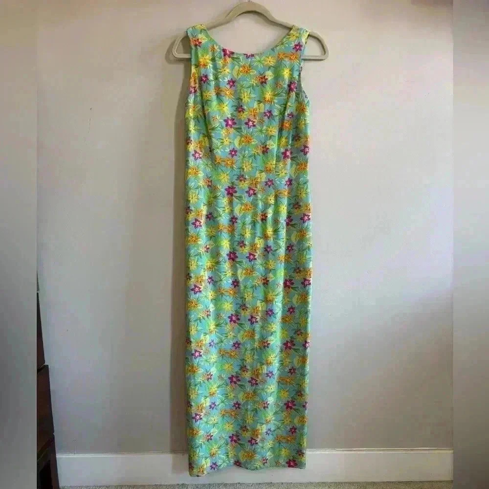 Maggy London 100% Silk Floral Maxi Dress
